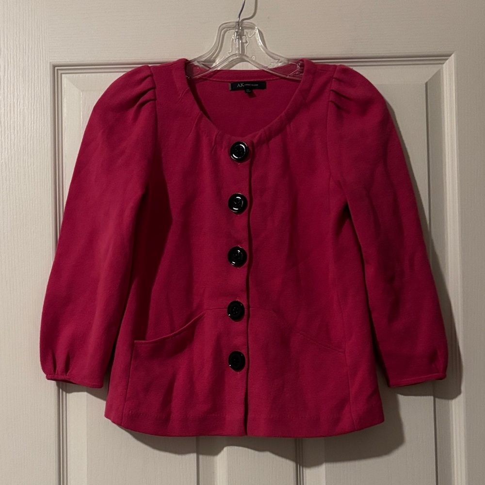 Anne Klein Fuchsia Blazer with Black Buttons Sz PP